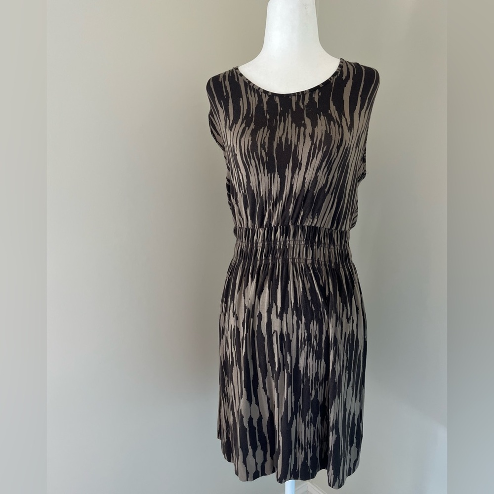 Banana Republic Black and Tan Patterned Mini Dress